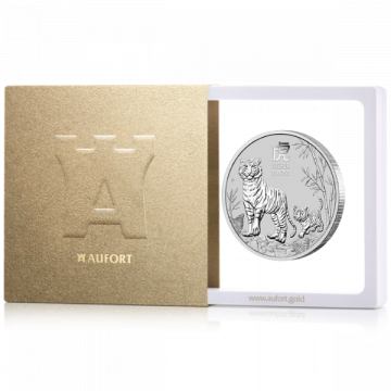 62,2 Gramm (2 Unze) Silbermünze Lunar III Tiger 2022 in einer Geschenkbox